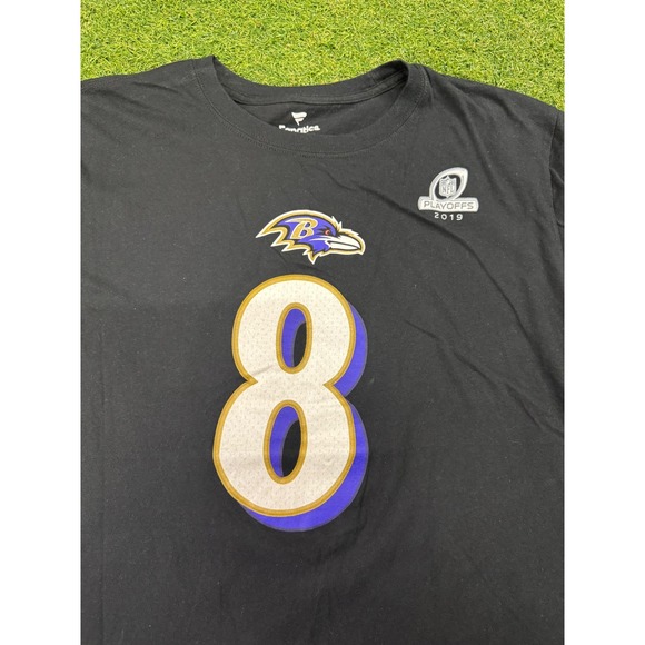 Fanatics Baltimore Ravens Lamar Jackson 8 2019 NFL Playoffs Shirt Black Mens L - Picture 3 of 6